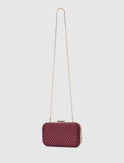 Savannah Satin Weave Hardcase Clutch Forever New