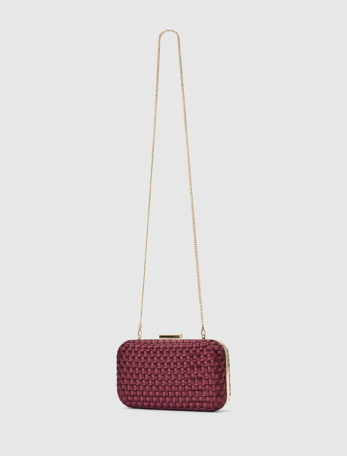 Savannah Satin Weave Hardcase Clutch Forever New