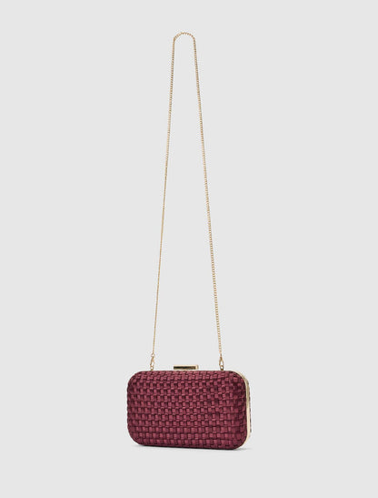 Savannah Satin Weave Hardcase Clutch Forever New