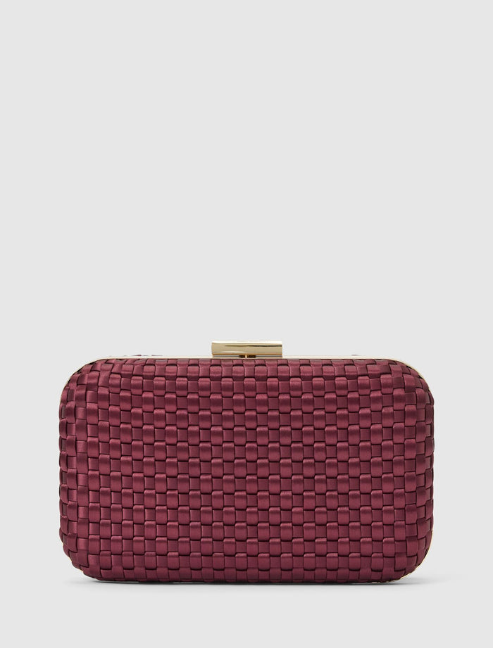 Savannah Satin Weave Hardcase Clutch Forever New
