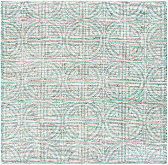 Ivory and Blue / Square / 8 Ft Square