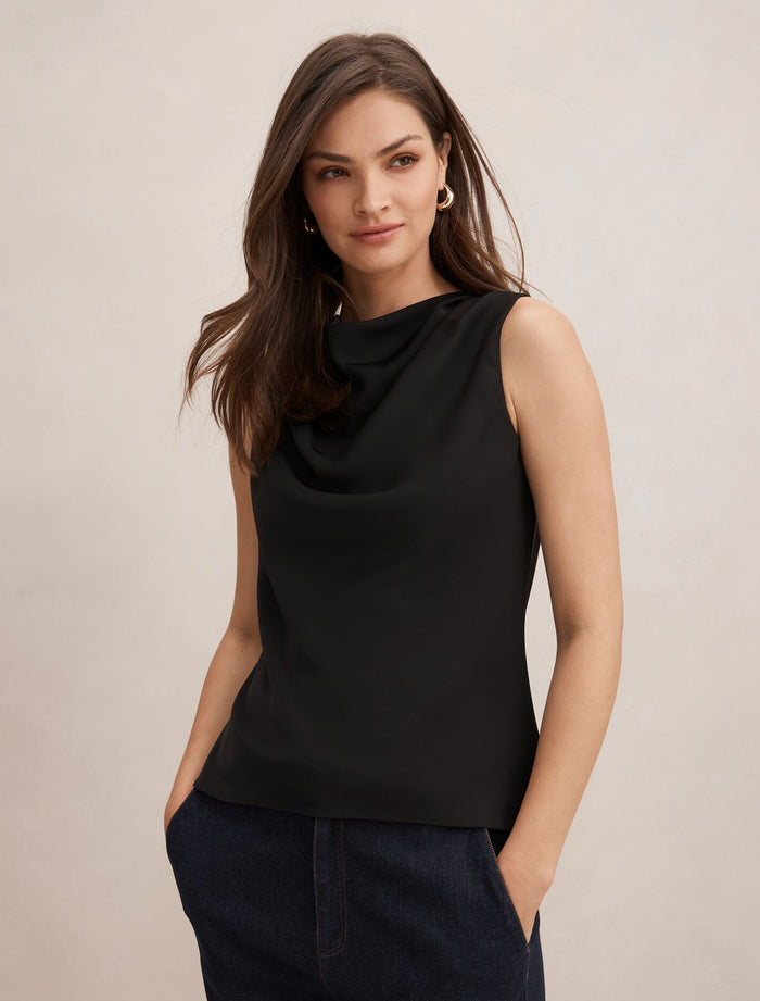 Scout Sleeveless Drape Top Black T Forever New
