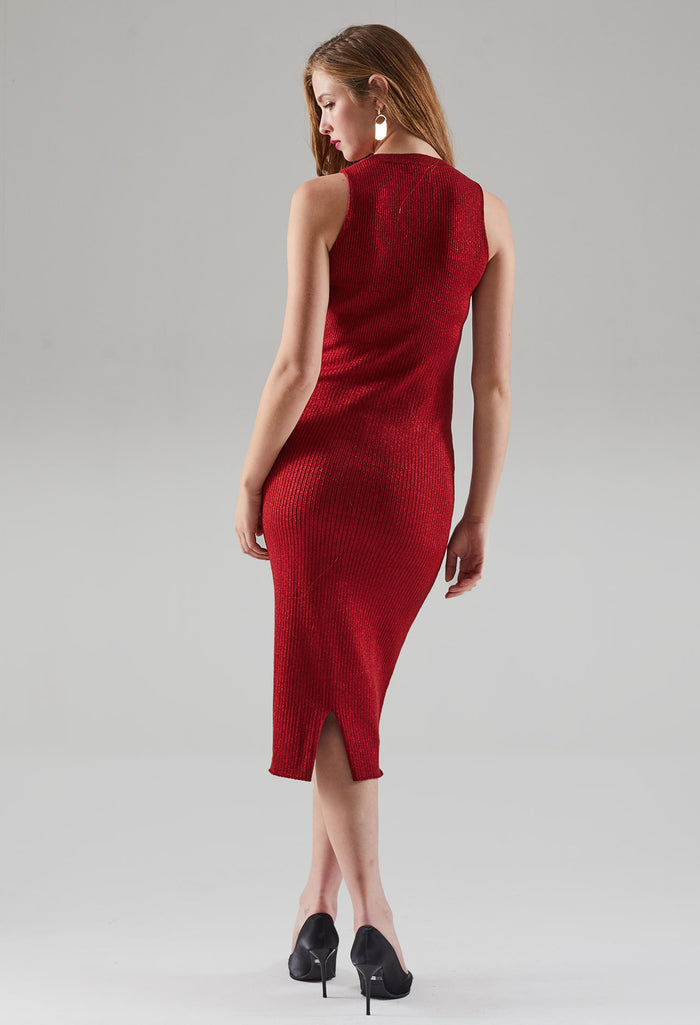 Sculpt Faux-Button Knitted Dress