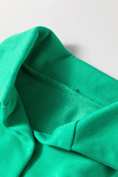 Sea Green Rainbow Colourblock Collared Short Sleeve Top 2 Piece Shorts Set - Two Sets/Short Sets