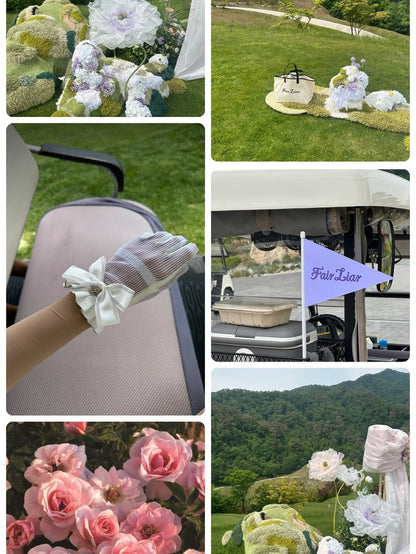 See-through Ribbon Lambskin Gloves (White)