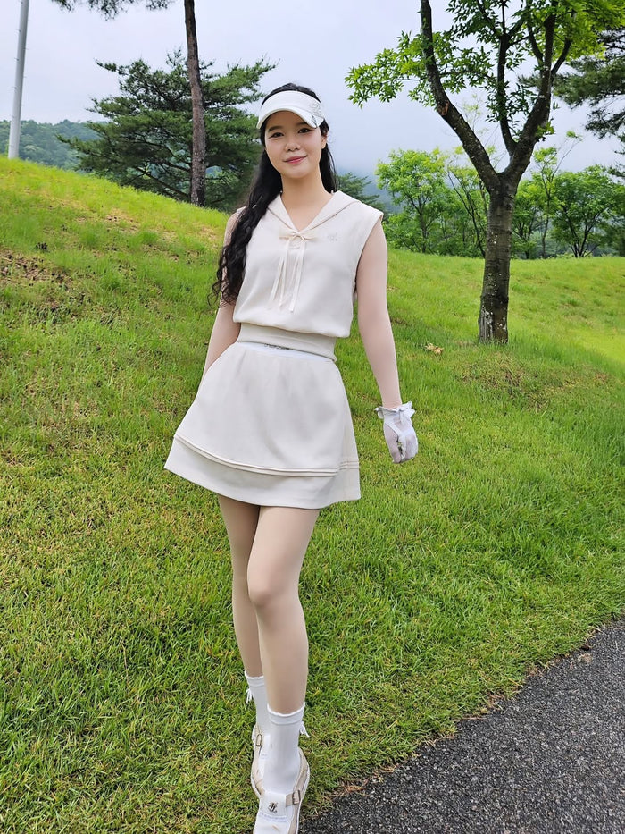 See-through Ribbon Lambskin Gloves (White)