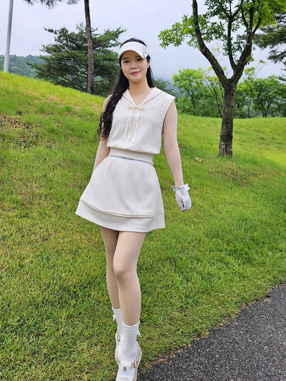 See-through Ribbon Lambskin Gloves (White)