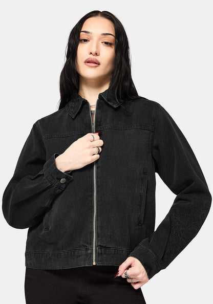 Selin Embroidered Boxy Denim Jacket