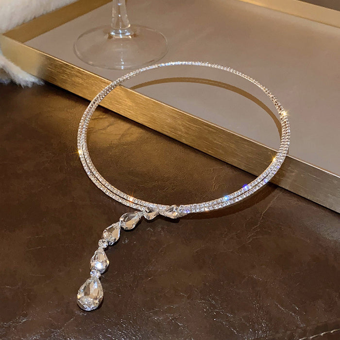 Serpentine Zircon Drop Choker - Fashionnsio