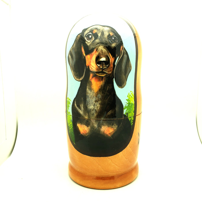 Short Hair Dachshund Weiner Dog Breed Stacking Doll 7"Tall