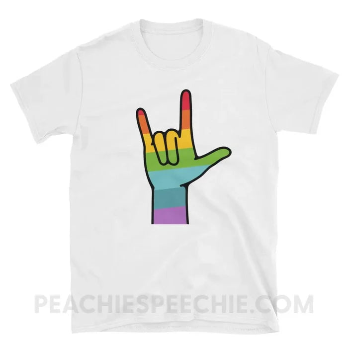 Sign Love Classic Tee - White / S - T-Shirts & Tops peachiespeechie.com