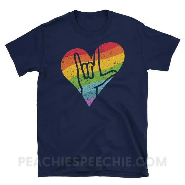Sign Love Classic Tee - Navy / S - T-Shirts & Tops peachiespeechie.com