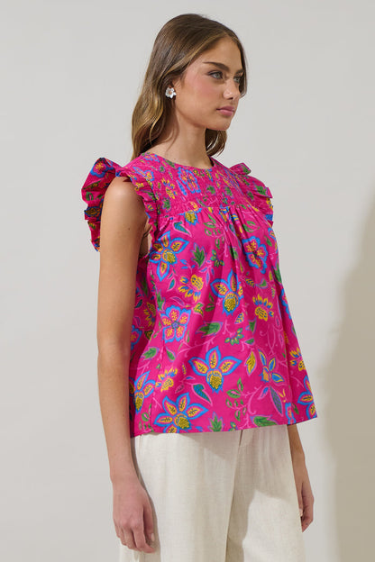 Signy Floral Tisha Smocked Ruffle Top