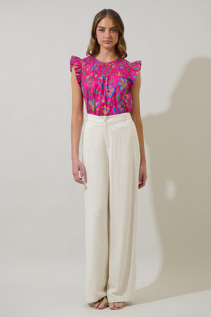 Signy Floral Tisha Smocked Ruffle Top