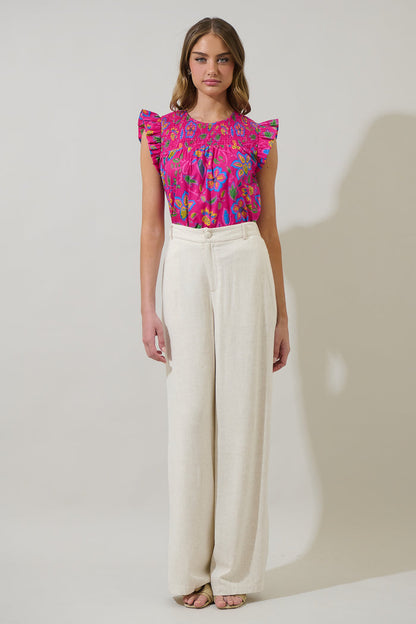 Signy Floral Tisha Smocked Ruffle Top