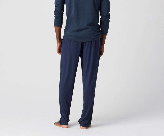 back view of man wearing Silver HD Pajama Pant in True Navy