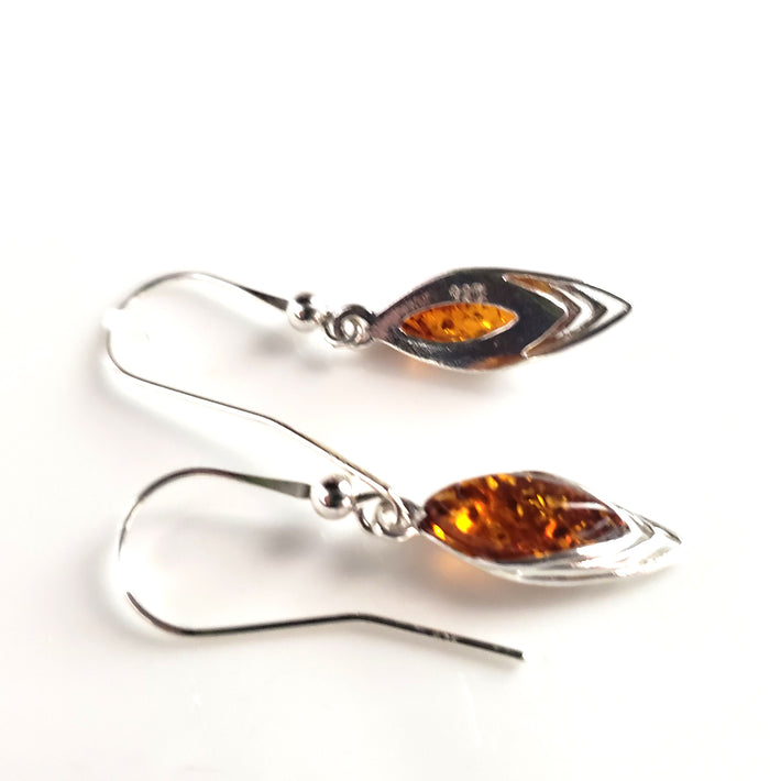 amber silver earrings