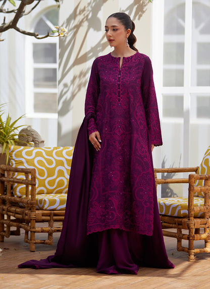 Sina Plum Shirt and Dupatta