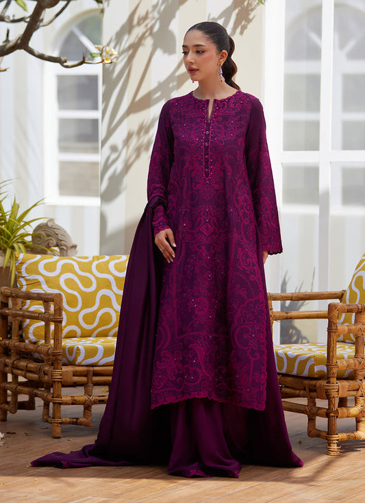 Sina Plum Shirt and Dupatta