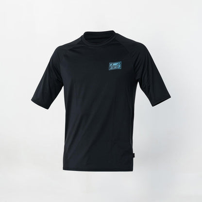 Skewed Short Sleeve Rash Vest Tee - Black