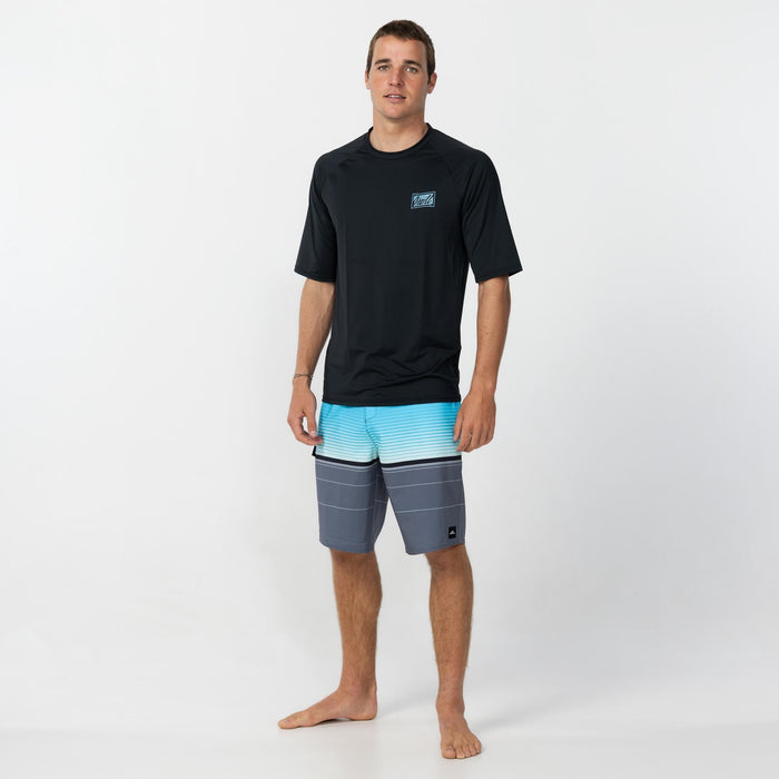 Skewed Short Sleeve Rash Vest Tee - Black