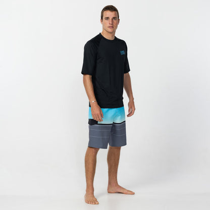 Skewed Short Sleeve Rash Vest Tee - Black