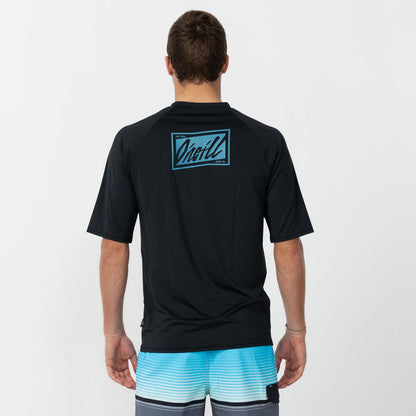 Skewed Short Sleeve Rash Vest Tee - Black
