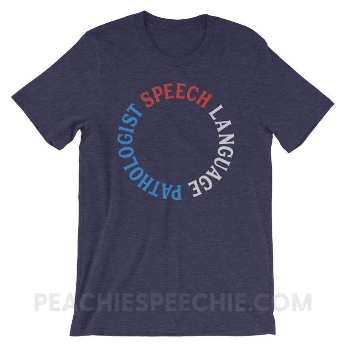 SLP Circle Premium Soft Tee - Heather Midnight Navy / XS - T-Shirts & Tops peachiespeechie.com