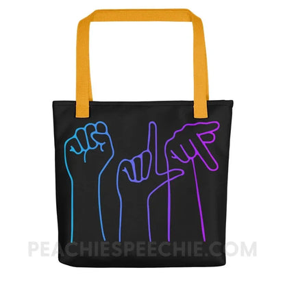 SLP Hands Tote Bag - Yellow - Bags peachiespeechie.com