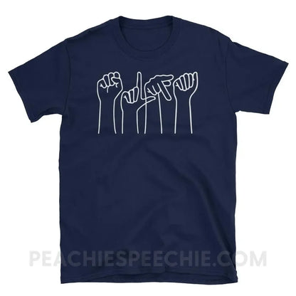 SLPA Hands Classic Tee - Navy / S - T-Shirts & Tops peachiespeechie.com