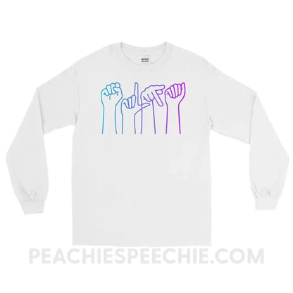 SLPA Hands Long Sleeve Tee - White / S - T-Shirts & Tops peachiespeechie.com