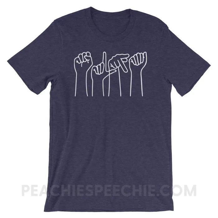 SLPA Hands Premium Soft Tee - Heather Midnight Navy / XS - T-Shirts & Tops peachiespeechie.com