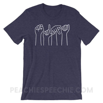 SLPA Hands Premium Soft Tee - Heather Midnight Navy / XS - T-Shirts & Tops peachiespeechie.com