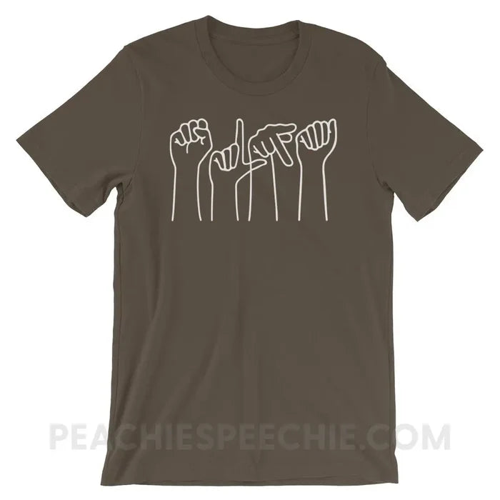 SLPA Hands Premium Soft Tee - Army / S - T-Shirts & Tops peachiespeechie.com