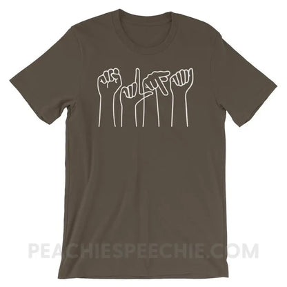 SLPA Hands Premium Soft Tee - Army / S - T-Shirts & Tops peachiespeechie.com