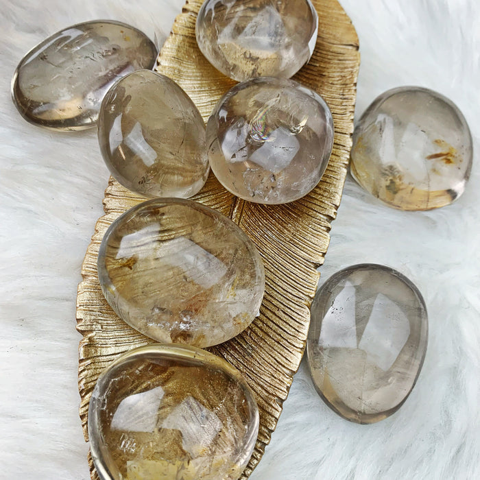Smoky Quartz Palm Stones (13) - The Bead N Crystal & Enclave Gems