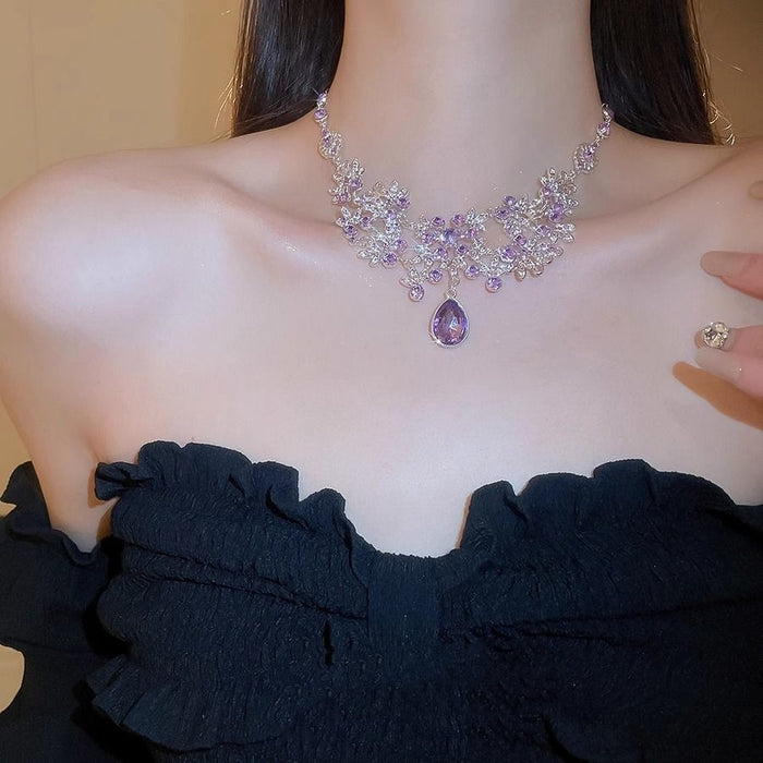 Snowflake Sparkling Diamond Necklace fashionnsio