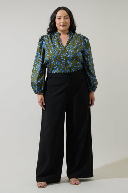 Solvay Floral Nellian Ruffle Top Curve