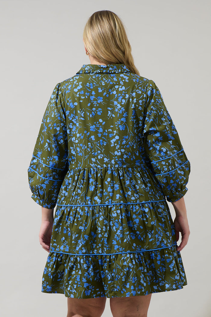 Solvay Floral Stark Tiered Mini Dress Curve