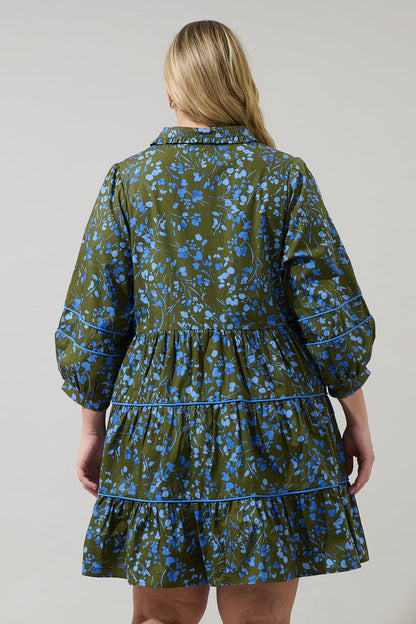 Solvay Floral Stark Tiered Mini Dress Curve