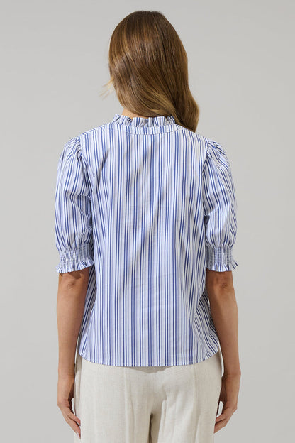 Somer Striped Reign Split Neck Top