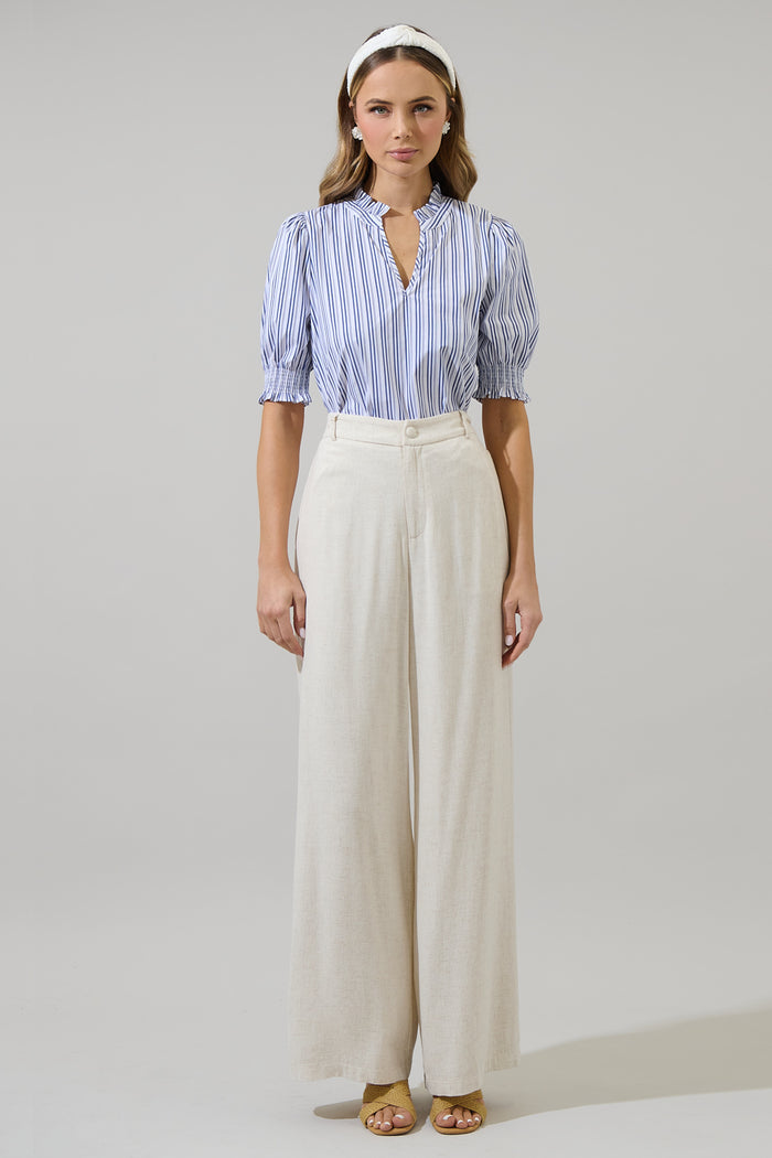 Somer Striped Reign Split Neck Top