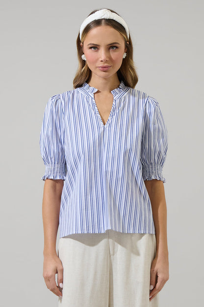 Somer Striped Reign Split Neck Top