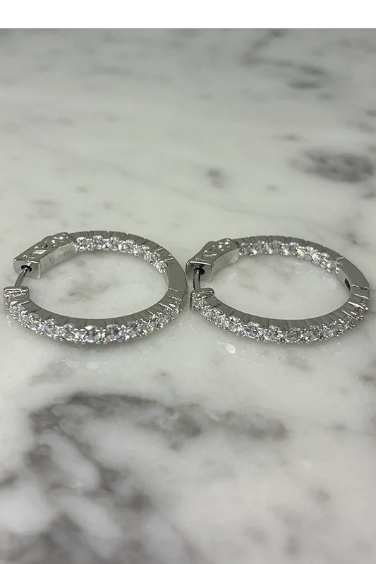 Sparkling CZ Silver Click Hoops-Cute-Trendy-Shop-Womens-Boutique-Clothing-Store