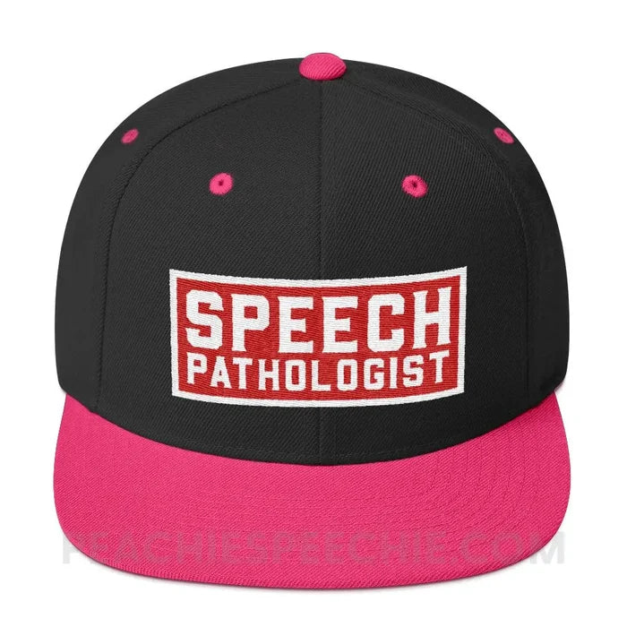 Speech Pathologist Premium Ball Cap - Black/ Neon Pink - Hats peachiespeechie.com