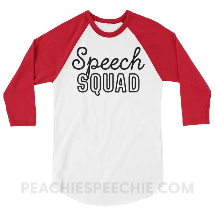 Speech Squad Baseball Tee - White/Red / XS - T-Shirts & Tops peachiespeechie.com