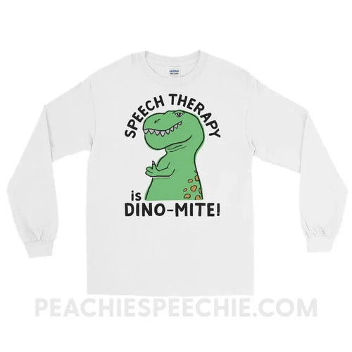 Speech Therapy is Dino-Mite Long Sleeve Tee - White / S - T-Shirts & Tops peachiespeechie.com