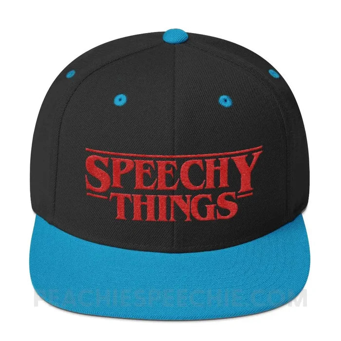 Speechy Things Premium Ball Cap - Black/ Teal - Hats peachiespeechie.com