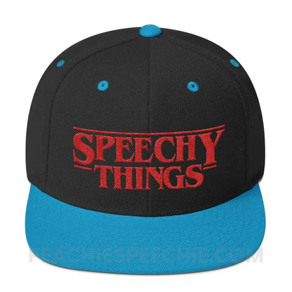 Speechy Things Premium Ball Cap - Black/ Teal - Hats peachiespeechie.com