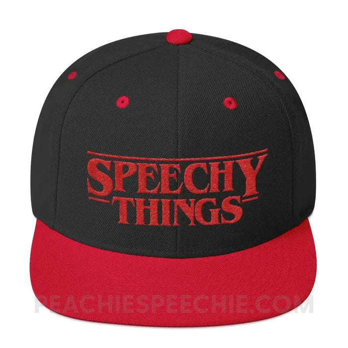 Speechy Things Premium Ball Cap - Black/ Red - Hats peachiespeechie.com
